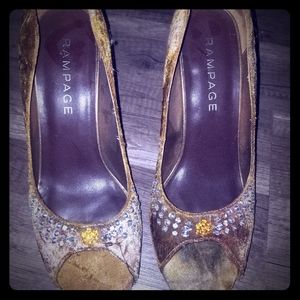 Rampage velvet peep-toed heels with jewels